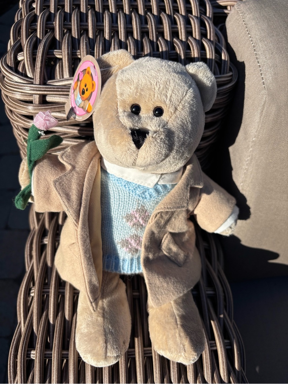 Starbucks Bearista Plush Bear 2006 Flower Tan Jacket Blue Sweater 45th Edition